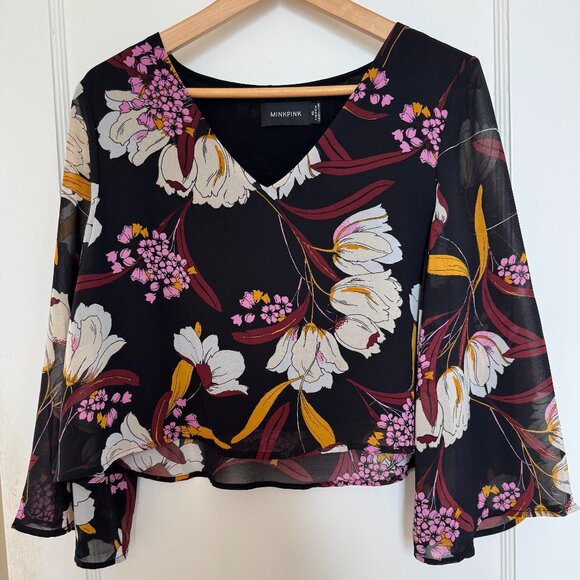 MinkPink XS Floral Crop Top - Picture 1 of 3